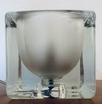 1970s German Peill & Putzler Frosted Cube Glass Table Lamp