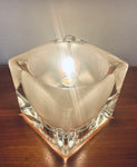 1970s German Peill & Putzler Frosted Cube Glass Table Lamp