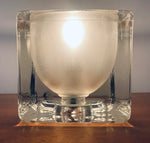 1970s German Peill & Putzler Frosted Cube Glass Table Lamp