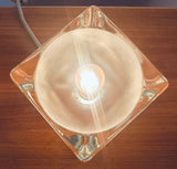 1970s German Peill & Putzler Frosted Cube Glass Table Lamp