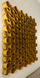 1970s Italian Modernist 3-D Tubular Gold Metal Wall Sculpture