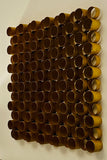 1970s Italian Modernist 3-D Tubular Gold Metal Wall Sculpture