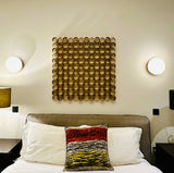 1970s Italian Modernist 3-D Tubular Gold Metal Wall Sculpture