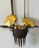 1970s "Rainy Day" R. Richèse Brass Wall Art Sculpture