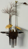 1970s "Rainy Day" R. Richèse Brass Wall Art Sculpture