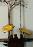 1970s "Rainy Day" R. Richèse Brass Wall Art Sculpture