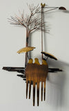 1970s "Rainy Day" R. Richèse Brass Wall Art Sculpture