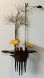 1970s "Rainy Day" R. Richèse Brass Wall Art Sculpture