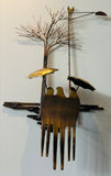 1970s "Rainy Day" R. Richèse Brass Wall Art Sculpture