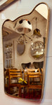 1950s Small Vintage Italian Brass Framed Wall Mirror