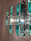 1970s Italian Square Green Glass Chandelier By Lupi Cristal Luxor