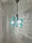 1970s Italian Square Green Glass Chandelier By Lupi Cristal Luxor