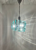 1970s Italian Square Green Glass Chandelier By Lupi Cristal Luxor