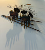 1970s Brutalist "Rainy Day"  R. Richèse Brass Wall Art