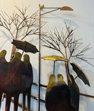 1970s Brutalist "Rainy Day"  R. Richèse Brass Wall Art