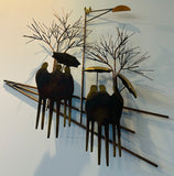 1970s Brutalist "Rainy Day"  R. Richèse Brass Wall Art
