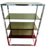 1970s Belgium Chrome & Smoked Glass Shelving Unit