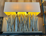 1970s Driftwood Rustic Rectangular Table Lamp
