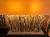 1970s Driftwood Rustic Rectangular Table Lamp