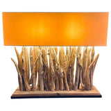 1970s Driftwood Rustic Rectangular Table Lamp