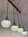 1970s German Hustadt Four Glass Torch Ceiling Light