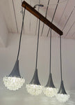 1970s German Hustadt Four Glass Torch Ceiling Light