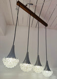 1970s German Hustadt Four Glass Torch Ceiling Light
