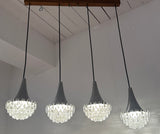 1970s German Hustadt Four Glass Torch Ceiling Light