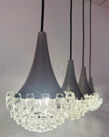 1970s German Hustadt Four Glass Torch Ceiling Light