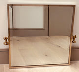 1970s Square Brass & Bevelled Glass Swivel Bathroom Mirror