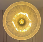 1970s German Glashütte Limburg Mottled Glass Pendant Light