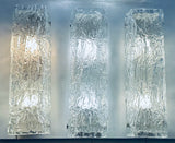 1970s German Kaiser Iced Glass Wall Lights.  3 Available.