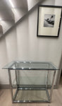 1970s Small Tubular Chrome & Glass Shelving Unit