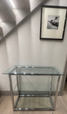 1970s Small Tubular Chrome & Glass Shelving Unit