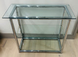 1970s Small Tubular Chrome & Glass Shelving Unit