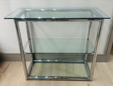 1970s Small Tubular Chrome & Glass Shelving Unit