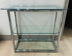 1970s Small Tubular Chrome & Glass Shelving Unit