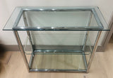 1970s Small Tubular Chrome & Glass Shelving Unit