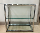 1970s Small Tubular Chrome & Glass Shelving Unit