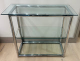 1970s Small Tubular Chrome & Glass Shelving Unit