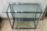 1970s Small Tubular Chrome & Glass Shelving Unit