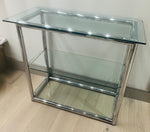 1970s Small Tubular Chrome & Glass Shelving Unit