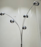 1980s German Christian Koban for DOM Chrome 5 Arm Arc Floor Lamp