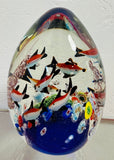 1980s Italian Cenedese Aquarium Murano Glass Paperweight