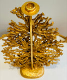 1990s French Galerneau for Galant Coral Gilded Candleholder