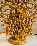 1990s French Galerneau for Galant Coral Gilded Candleholder