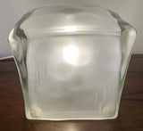 1990s IKEA Frosted Ice Glass Cube Table Lamp