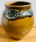 Contemporary Glazed Ceramic Browns & Blue Rustic Pottery Vase