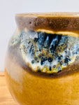 Contemporary Glazed Ceramic Browns & Blue Rustic Pottery Vase