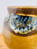 Contemporary Glazed Ceramic Browns & Blue Rustic Pottery Vase